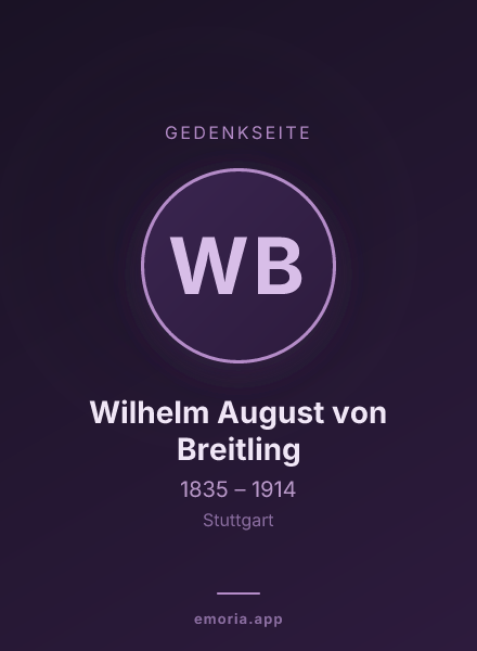 Gedenkportrait von Wilhelm August von Breitling