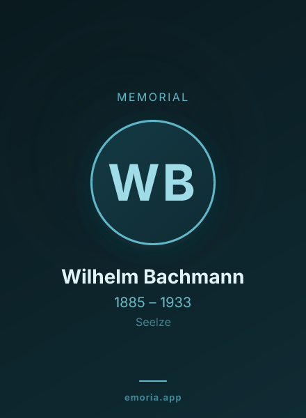 Memorial portrait of Wilhelm Bachmann