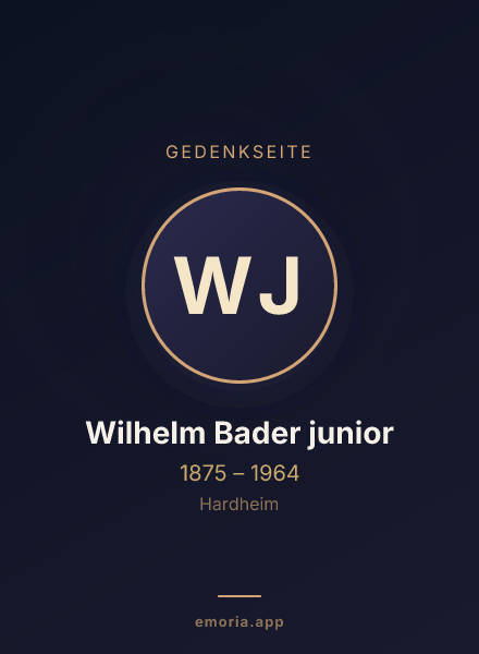 Gedenkportrait von Wilhelm Bader junior
