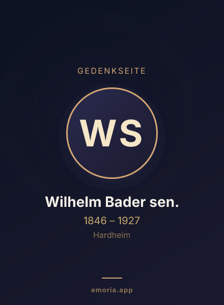 Gedenkportrait von Wilhelm Bader sen.