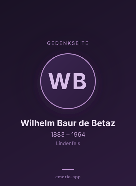 Gedenkportrait von Wilhelm Baur de Betaz