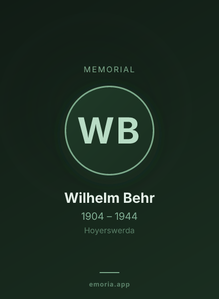Memorial portrait of Wilhelm Behr