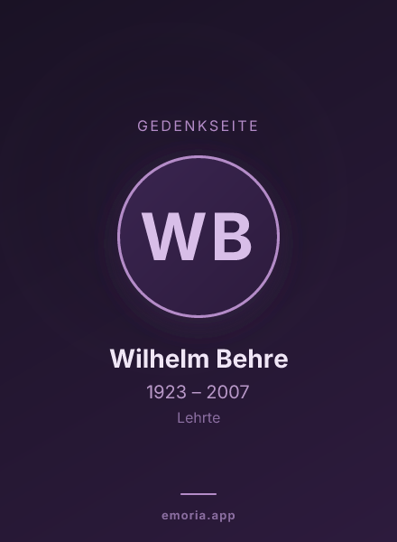 Gedenkportrait von Wilhelm Behre