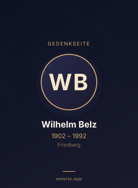 Gedenkportrait von Wilhelm Belz