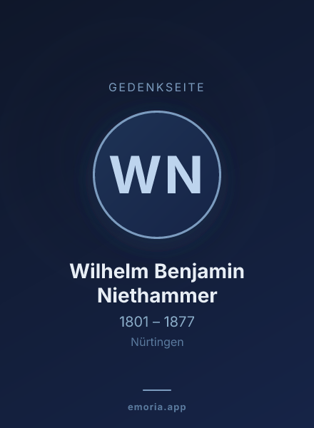 Gedenkportrait von Wilhelm Benjamin Niethammer