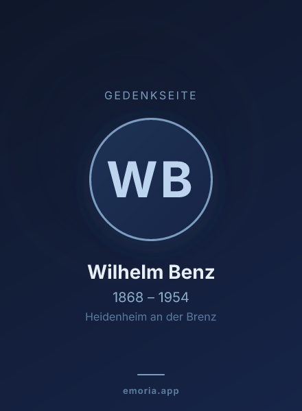 Gedenkportrait von Wilhelm Benz