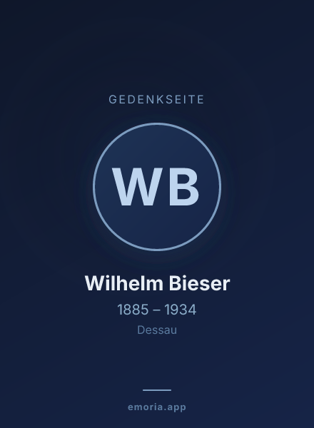 Gedenkportrait von Wilhelm Bieser
