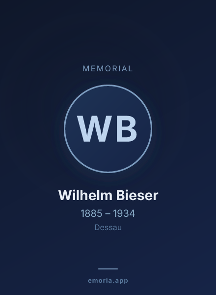 Memorial portrait of Wilhelm Bieser