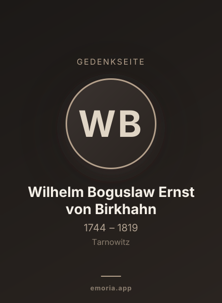Gedenkportrait von Wilhelm Boguslaw Ernst von Birkhahn