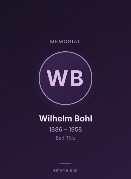 Memorial portrait of Wilhelm Bohl
