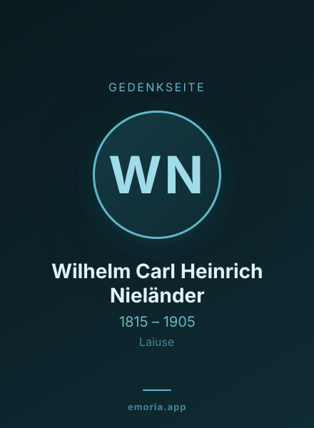 Gedenkportrait von Wilhelm Carl Heinrich Nieländer