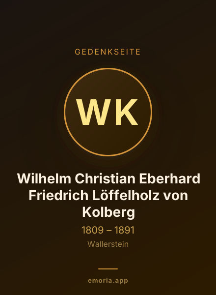Gedenkportrait von Wilhelm Christian Eberhard Friedrich Löffelholz von Kolberg
