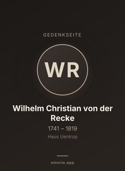 Gedenkportrait von Wilhelm Christian von der Recke