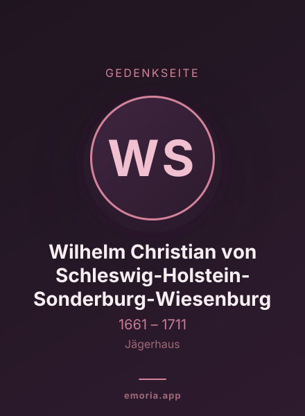 Gedenkportrait von Wilhelm Christian von Schleswig-Holstein-Sonderburg-Wiesenburg