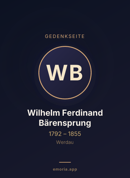 Gedenkportrait von Wilhelm Ferdinand Bärensprung
