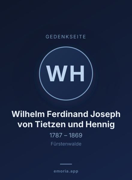 Gedenkportrait von Wilhelm Ferdinand Joseph von Tietzen und Hennig