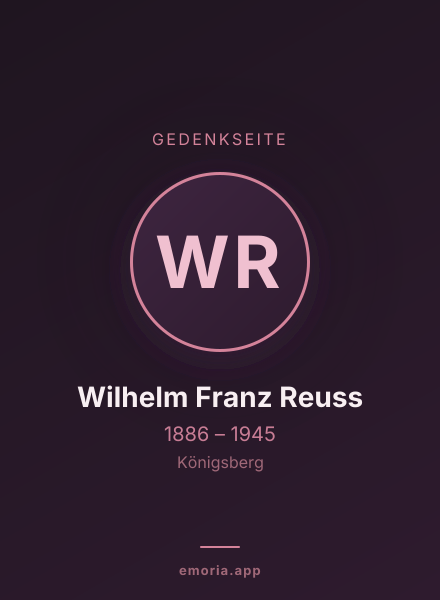 Gedenkportrait von Wilhelm Franz Reuss