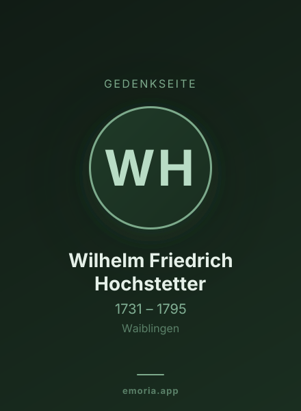 Gedenkportrait von Wilhelm Friedrich Hochstetter