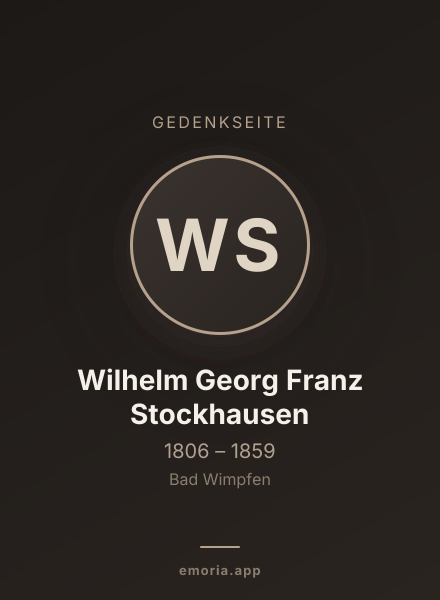 Gedenkportrait von Wilhelm Georg Franz Stockhausen