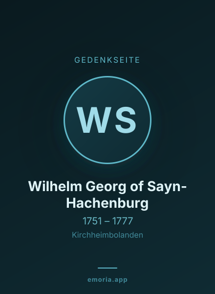 Gedenkportrait von Wilhelm Georg of Sayn-Hachenburg