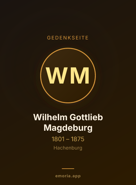 Gedenkportrait von Wilhelm Gottlieb Magdeburg