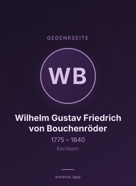 Gedenkportrait von Wilhelm Gustav Friedrich von Bouchenröder