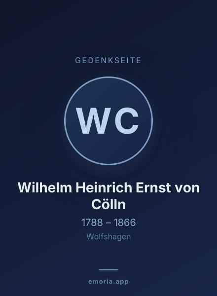 Gedenkportrait von Wilhelm Heinrich Ernst von Cölln