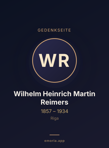 Gedenkportrait von Wilhelm Heinrich Martin Reimers