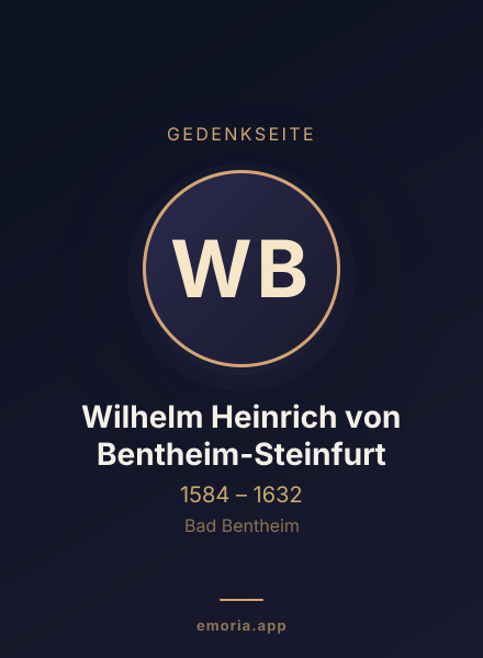Gedenkportrait von Wilhelm Heinrich von Bentheim-Steinfurt