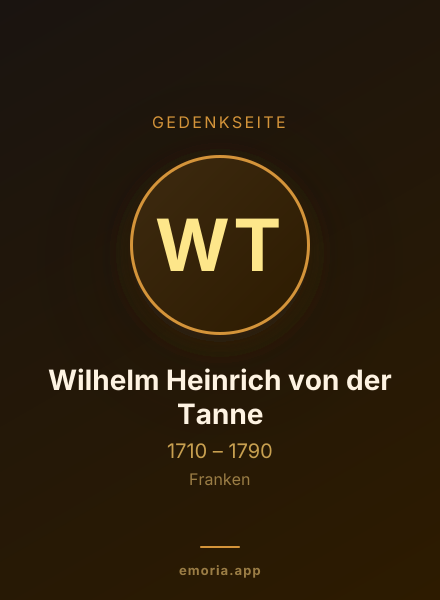 Gedenkportrait von Wilhelm Heinrich von der Tanne