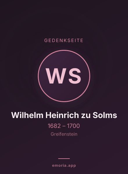 Gedenkportrait von Wilhelm Heinrich zu Solms