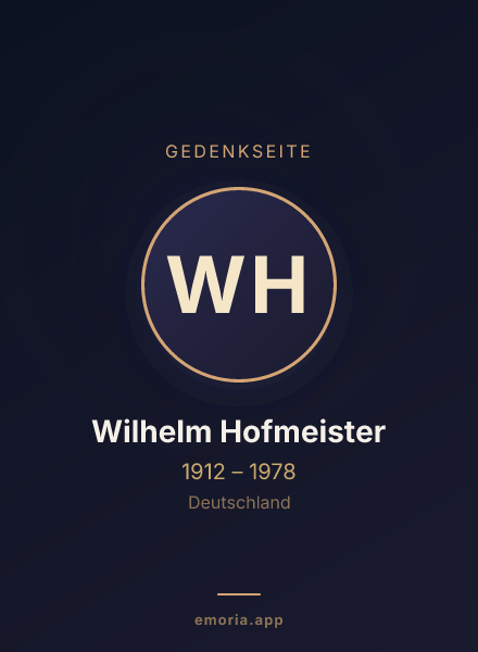 Gedenkportrait von Wilhelm Hofmeister