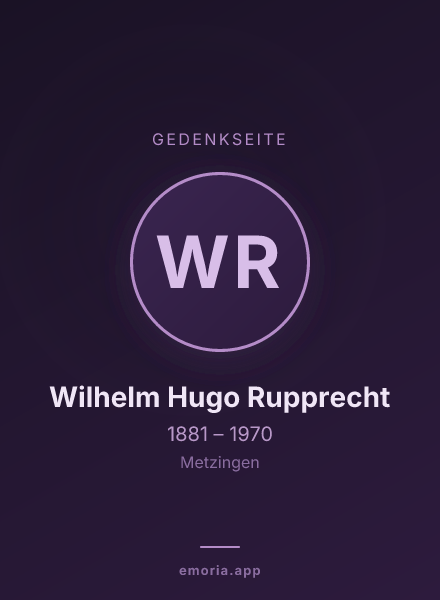 Gedenkportrait von Wilhelm Hugo Rupprecht