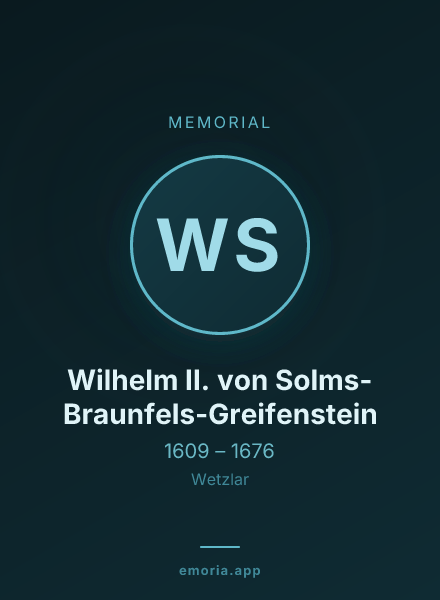 Memorial portrait of Wilhelm II. von Solms-Braunfels-Greifenstein