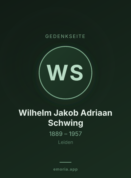 Gedenkportrait von Wilhelm Jakob Adriaan Schwing