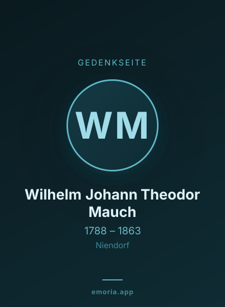 Gedenkportrait von Wilhelm Johann Theodor Mauch
