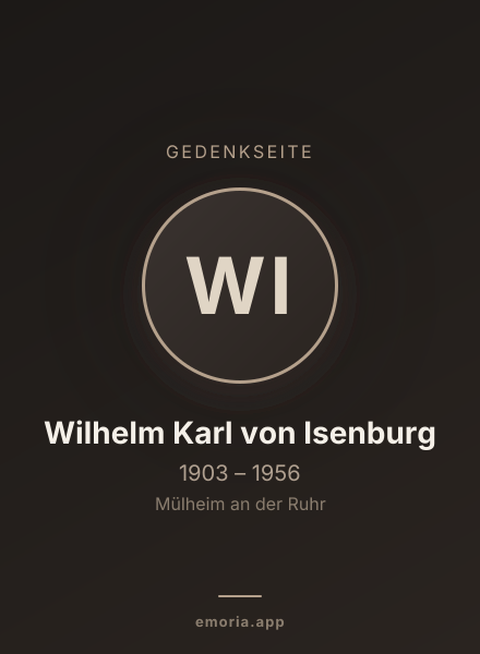 Gedenkportrait von Wilhelm Karl von Isenburg