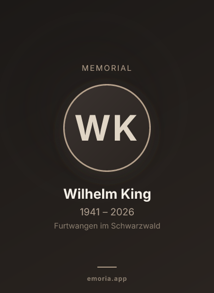 Memorial portrait of Wilhelm King