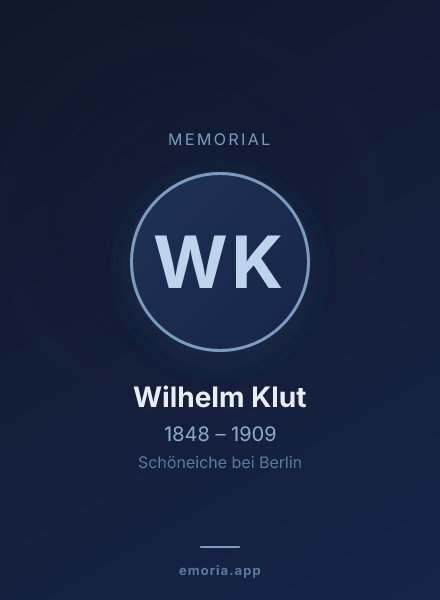Memorial portrait of Wilhelm Klut
