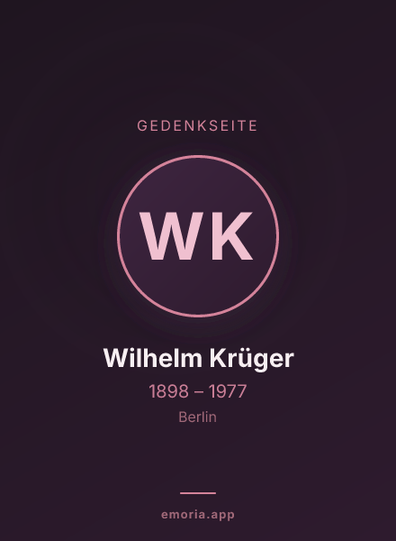 Gedenkportrait von Wilhelm Krüger