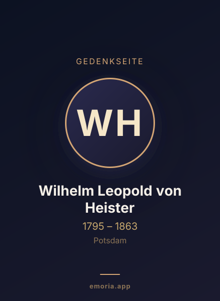 Gedenkportrait von Wilhelm Leopold von Heister