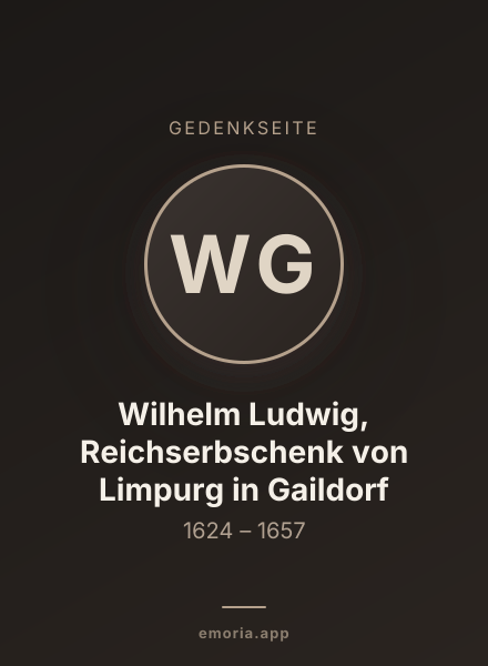 Gedenkportrait von Wilhelm Ludwig, Reichserbschenk von Limpurg in Gaildorf