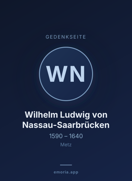 Gedenkportrait von Wilhelm Ludwig von Nassau-Saarbrücken