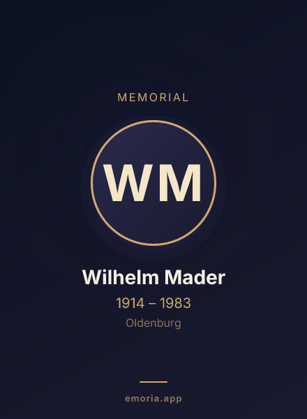 Memorial portrait of Wilhelm Mader