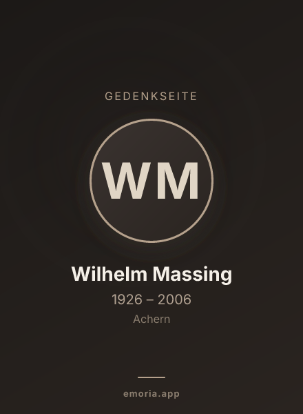 Gedenkportrait von Wilhelm Massing
