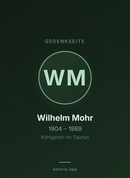 Gedenkportrait von Wilhelm Mohr