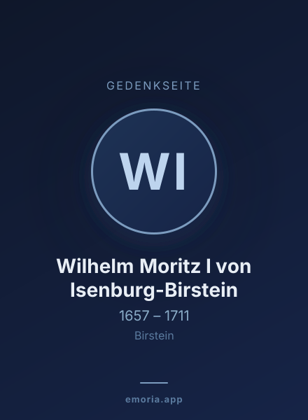 Gedenkportrait von Wilhelm Moritz I von Isenburg-Birstein