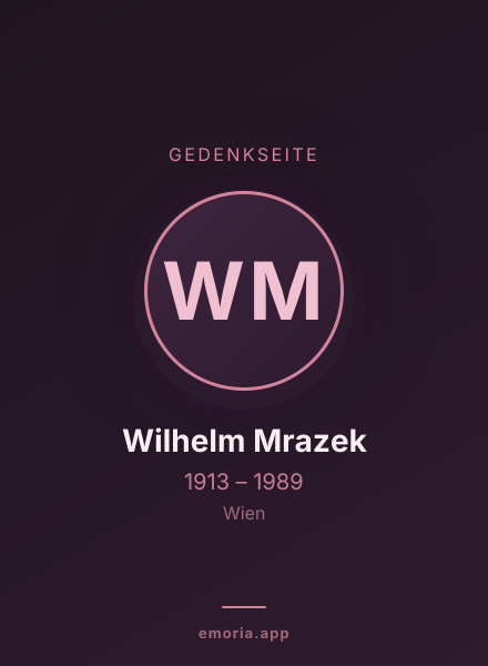 Gedenkportrait von Wilhelm Mrazek
