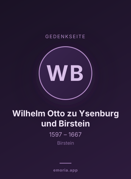 Gedenkportrait von Wilhelm Otto zu Ysenburg und Birstein