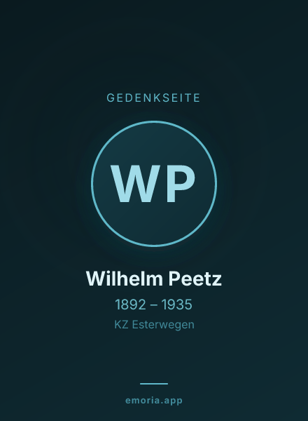 Gedenkportrait von Wilhelm Peetz